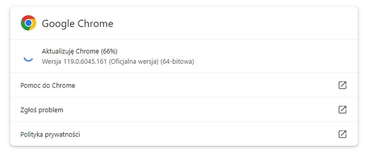 aktualizacja Google Chrome