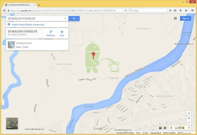 Android sikający na Apple na Mapach Google
