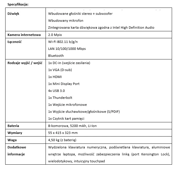 asus f117 specyfikacja