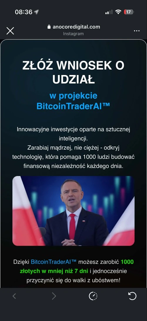Karol Nawrocki i Bitcoin Trader AI? To nie on – ujawniamy manipulację deepfake (wideo)
