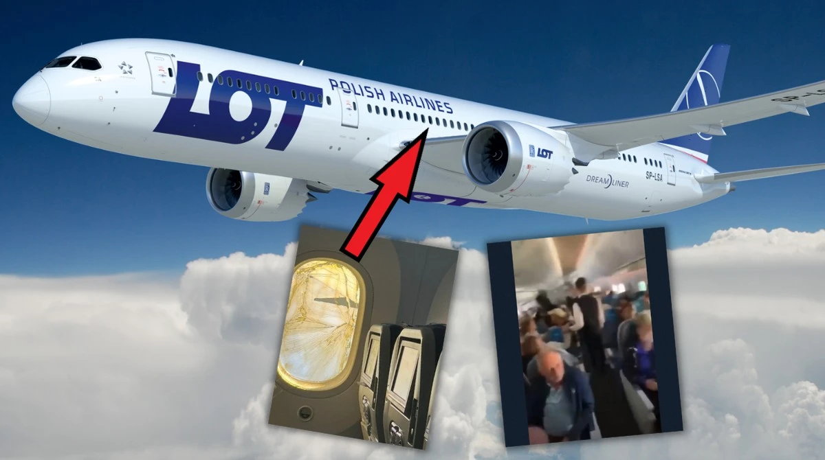Chwile grozy w samolocie. Dreamliner LOT z uszkodzonym oknem (wideo)