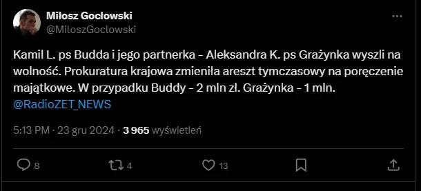 Budda wyszedł z aresztu