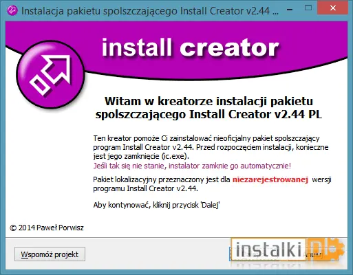 Okladka Install Creator – spolszczenie