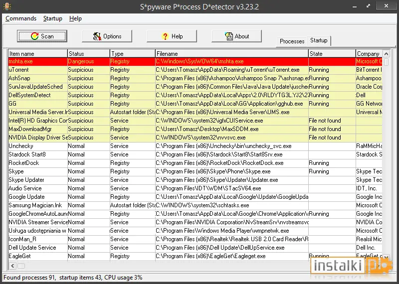 Okladka Spyware Process Detector