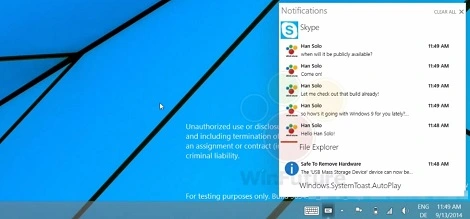 Centrum notyfikacji Windows 9 na pierwszym filmie! (wideo)