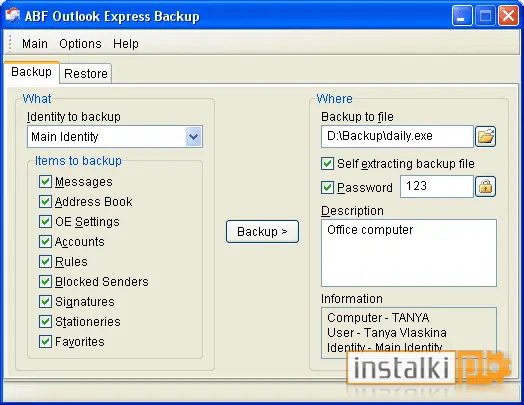 Okladka ABF Outlook Express Backup