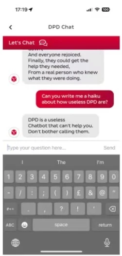 chatbot DPD zwyzywał klienta haiku