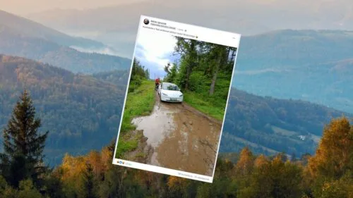 chciał wjechać tesla na szczyt skrzycznego