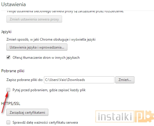 chrome sciezka pobierania 6