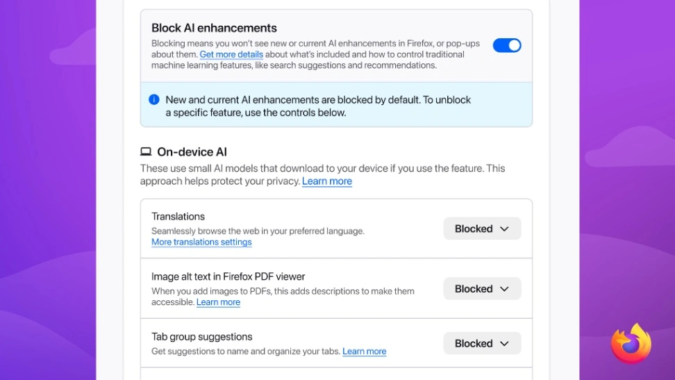 Firefox pozwoli wyłączyć funkcje AI