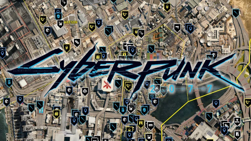 Cyberpunk 2077 z oficjalną interaktywną mapą na stronie. Zobacz wszystkie znaczniki