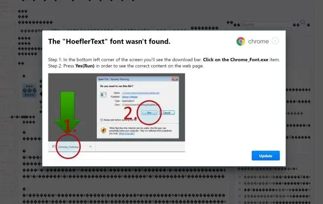 Chrome prosi cię o instalację czcionki? To wirus