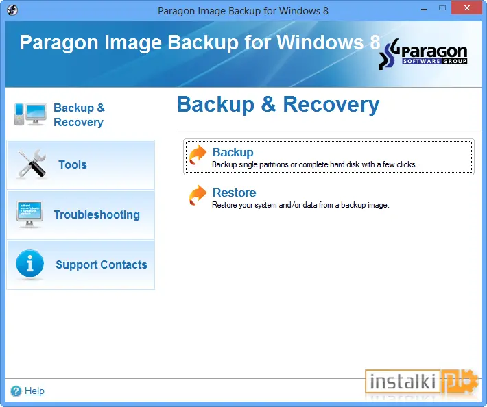 Paragon Image Backup for Windows 8