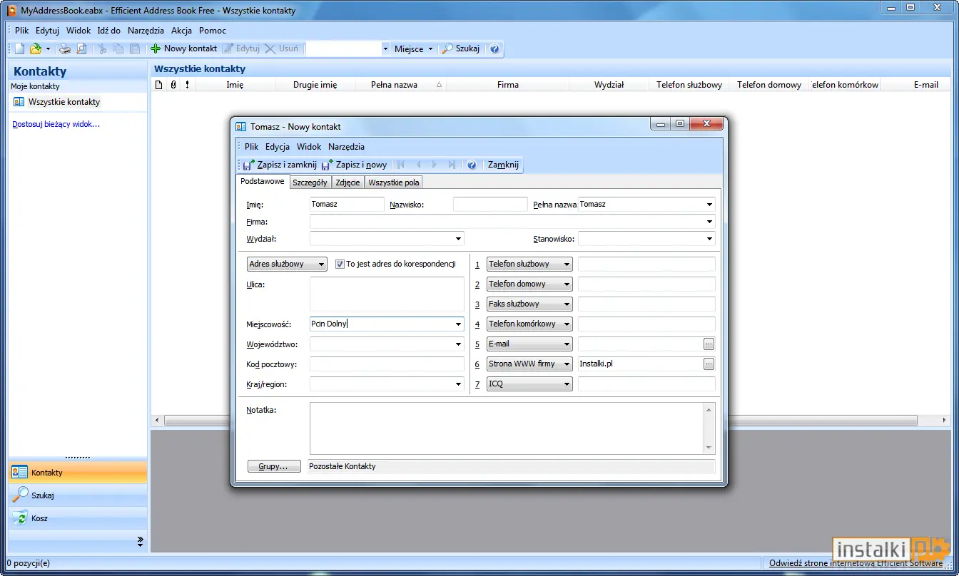Okladka Efficient Address Book Free
