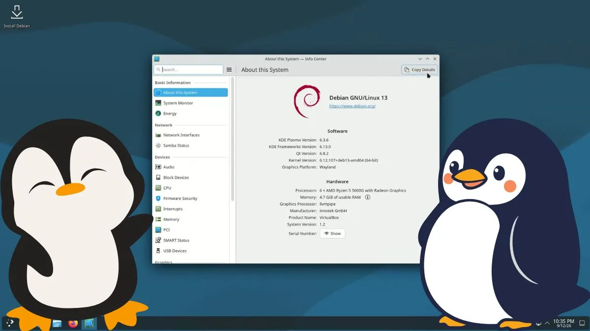 Debian z nowym wydaniem. Jądro Linux ABI 6.12.107 i setki poprawek