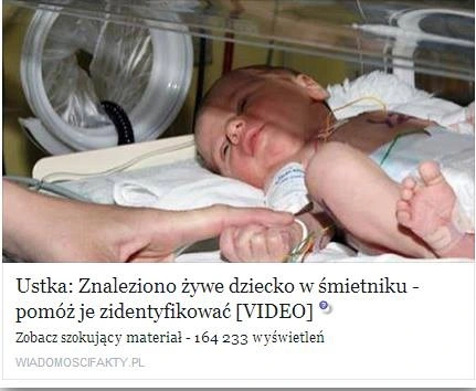 dziecko smietnik facebook scam