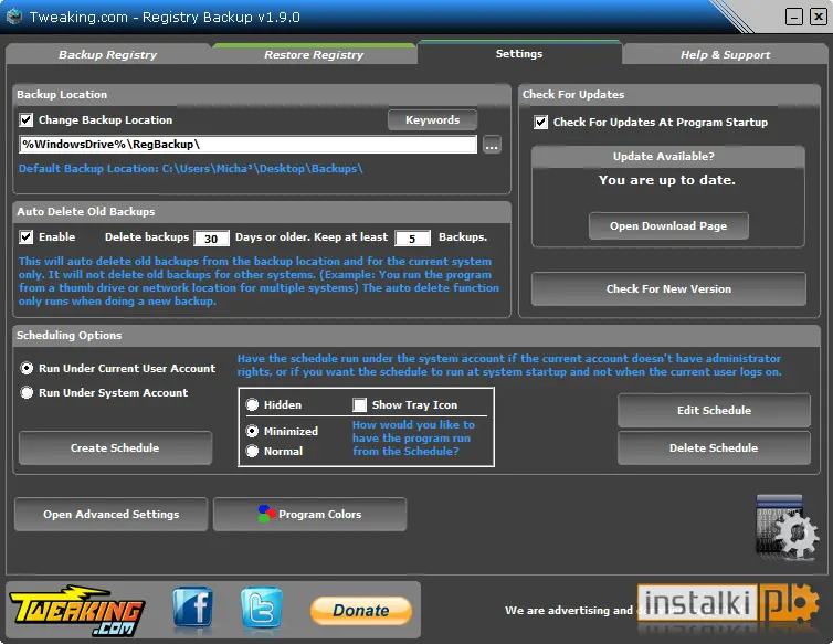 Okladka Registry Backup