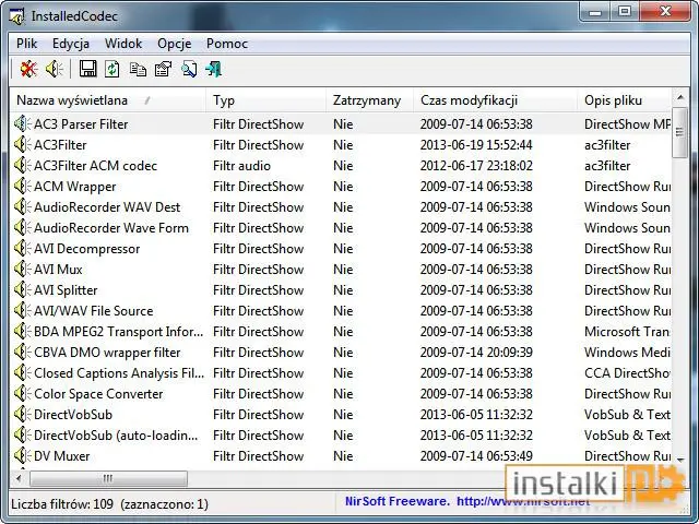 Okladka InstalledCodec