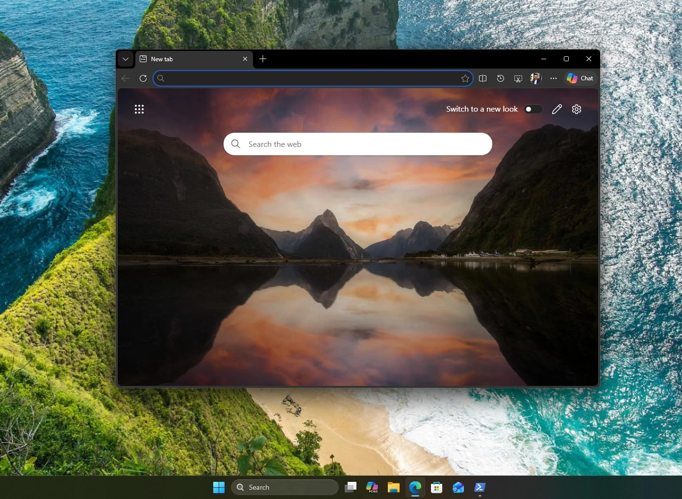 Edge uruchamiający się w minimalistycznym trybie w Windows Developer Configuration