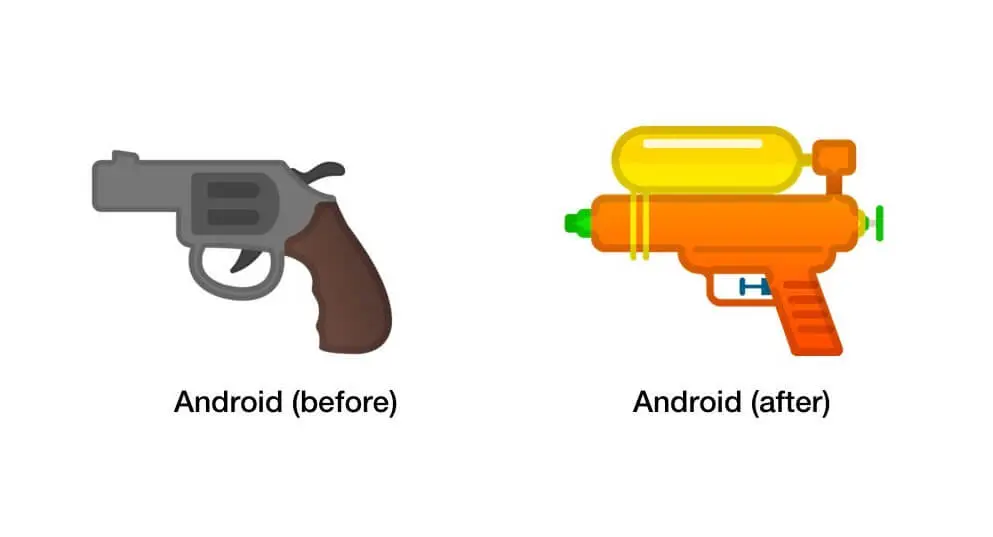Google zmienia emoji rewolweru na… pistolet na wodę