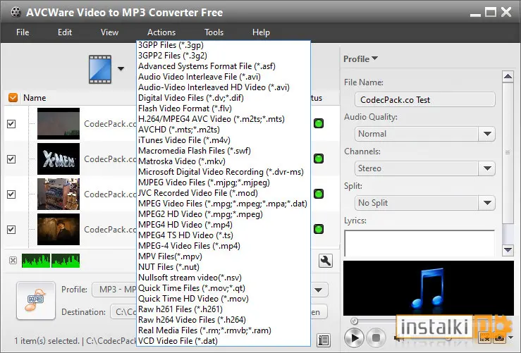 Okladka AVCWare Video to MP3 Converter
