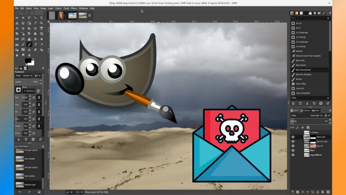 Fałszywy pakiet instalacyjny GIMP. Google dało plamę