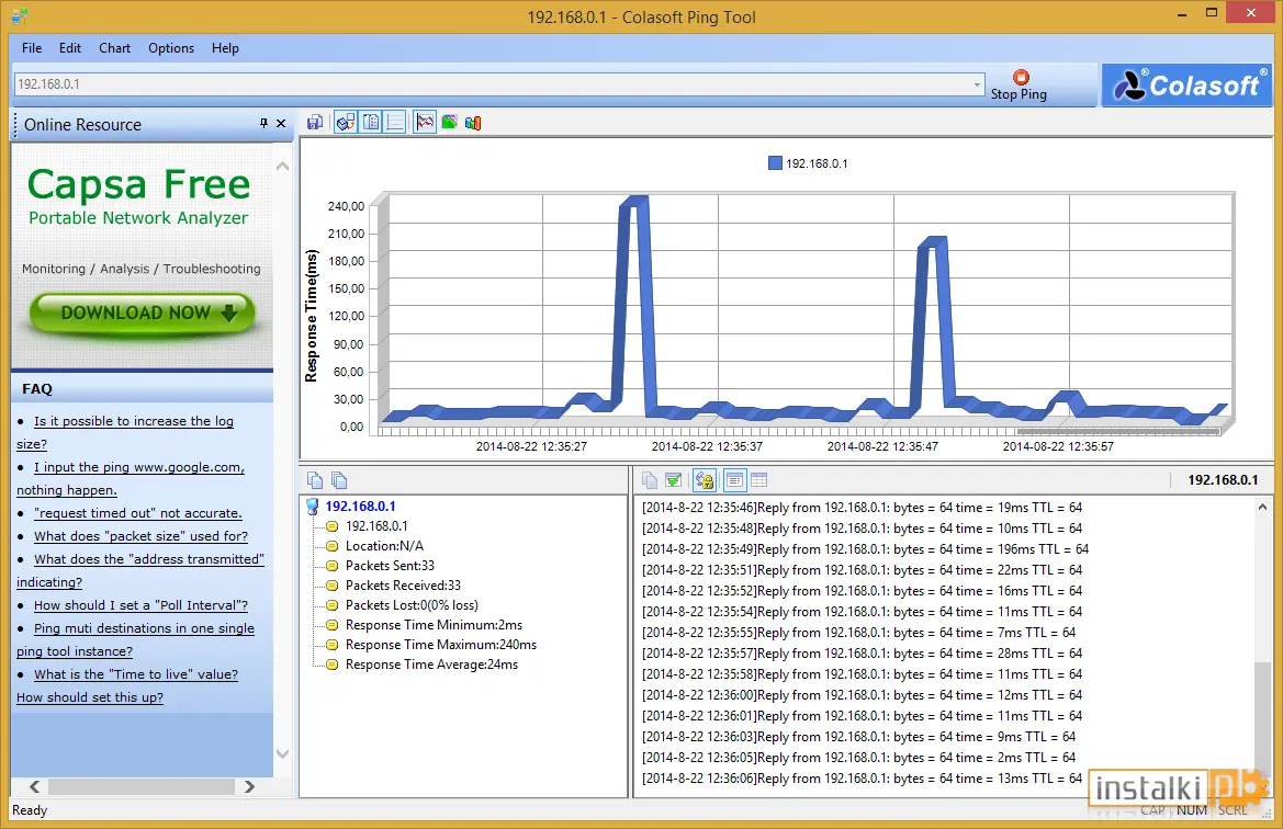 Okladka Colasoft Ping Tool