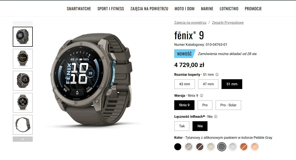 garmin fenix 9 polska cena