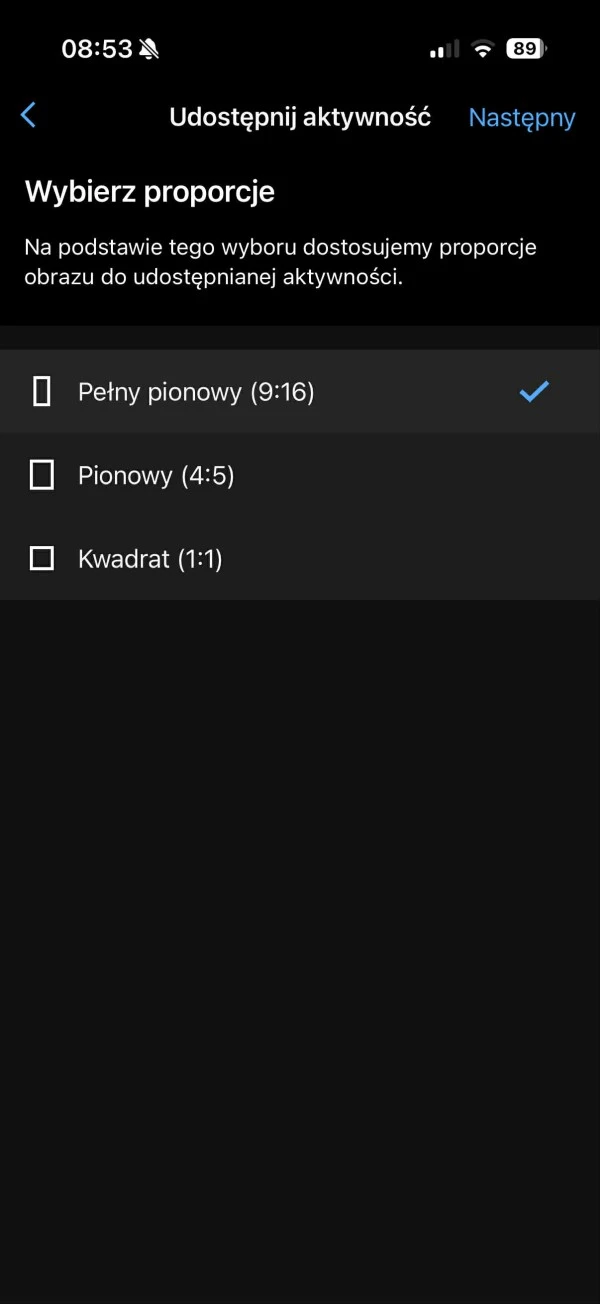 Garmin nakładki danych aktywności