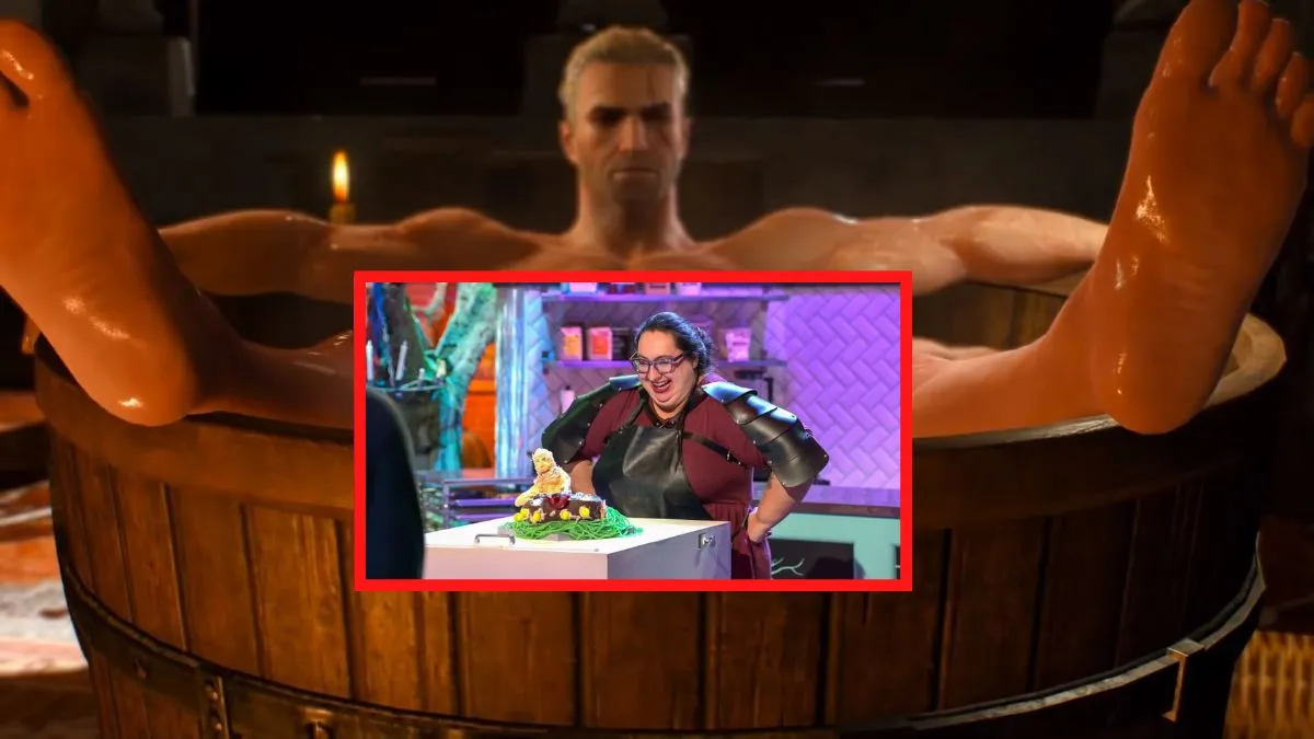 Geralt w wannie jako ciasto w programie kulinarnym Netflixa