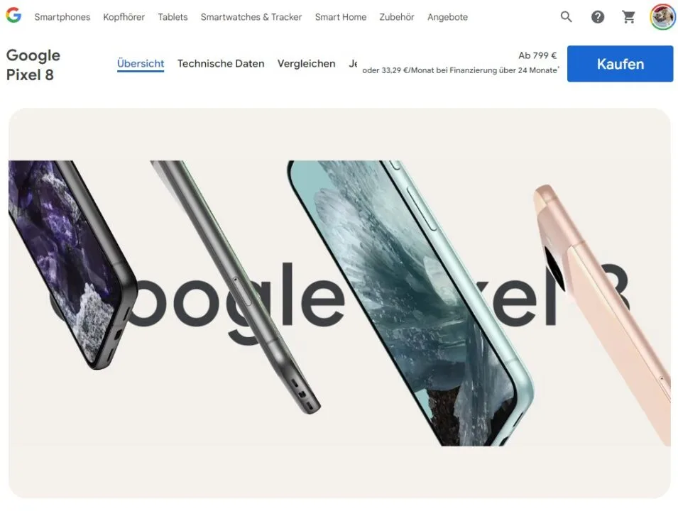 Google Pixel 8 z niemiec