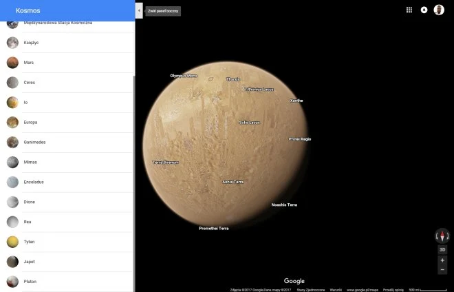 W Google Maps pojawiły się mapy innych planet!