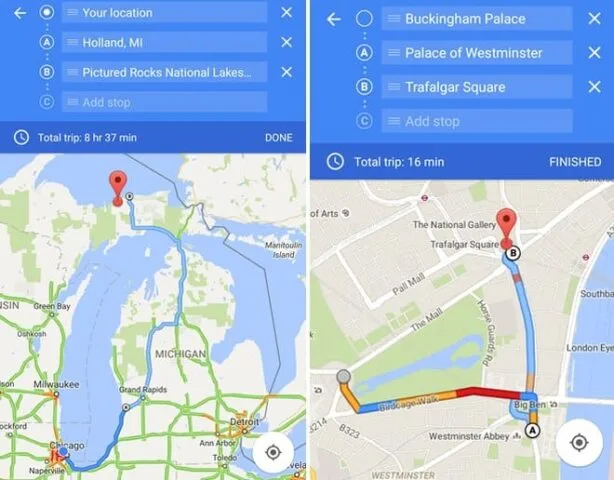 Mapy Google z funkcją wyznaczania kilku punktów trasy