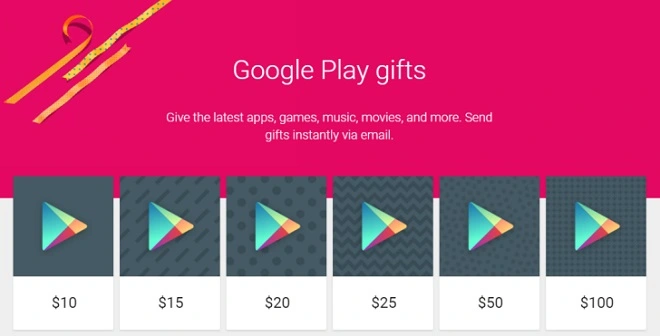 Karty podarunkowe Google Play można już wysyłać e-mailem