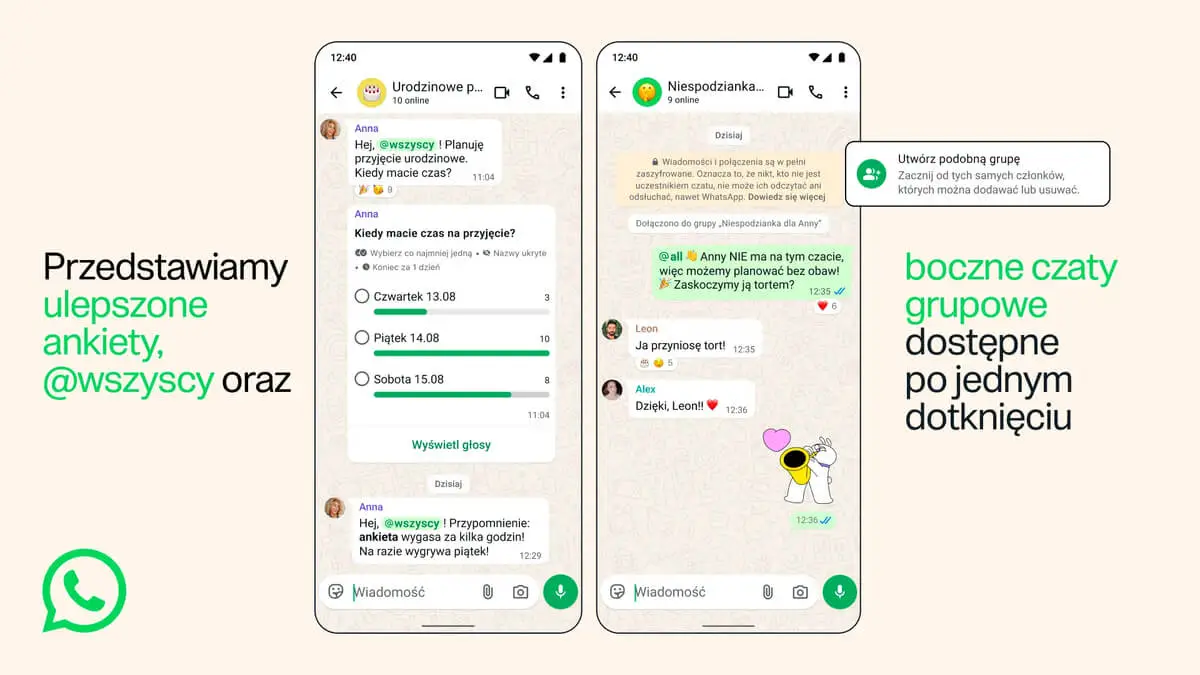WhatsApp wprowadza trzy nowe funkcje do czatów grupowych. Oto co się zmienia