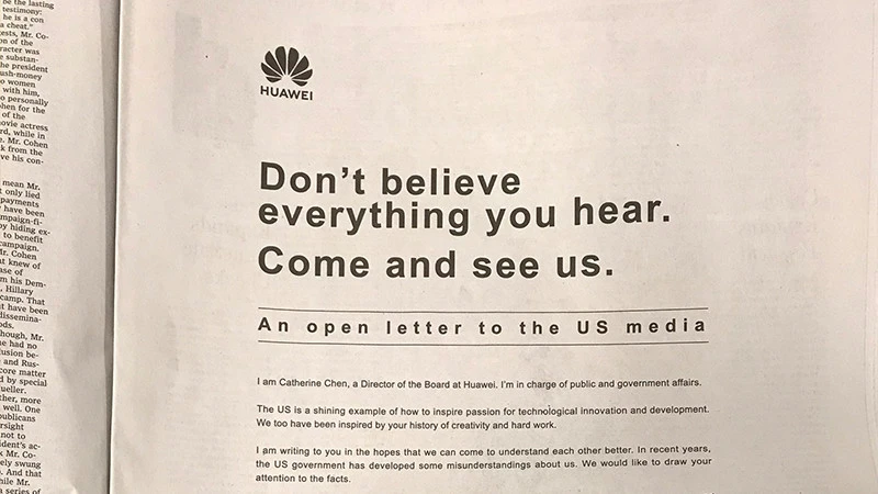 Huawei apeluje do amerykańskich mediów – „Nie wierzcie we wszystko, co słyszycie”