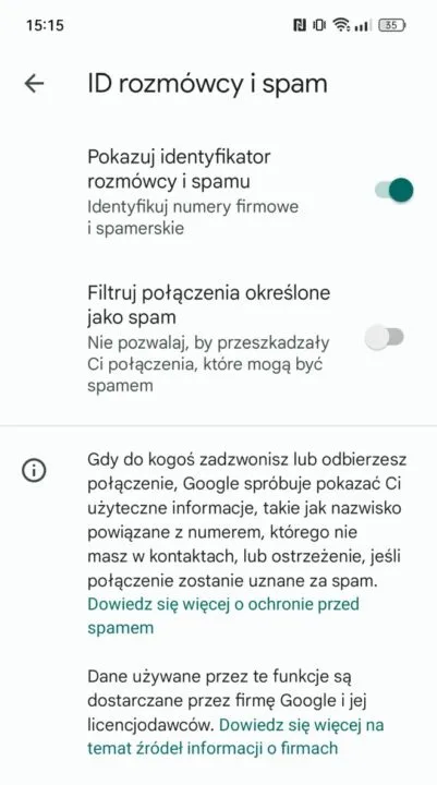 ID rozmówcy i spam