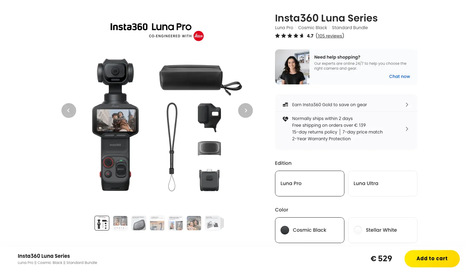 Insta360 Luna Pro już w sprzedaży. Odłączany ekran i nagrywanie w 8K