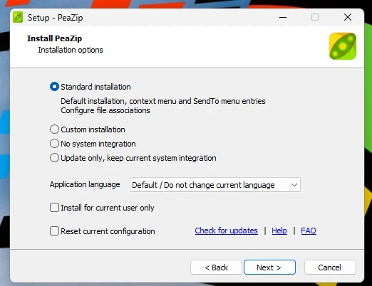 Instalator PeaZip 10.2