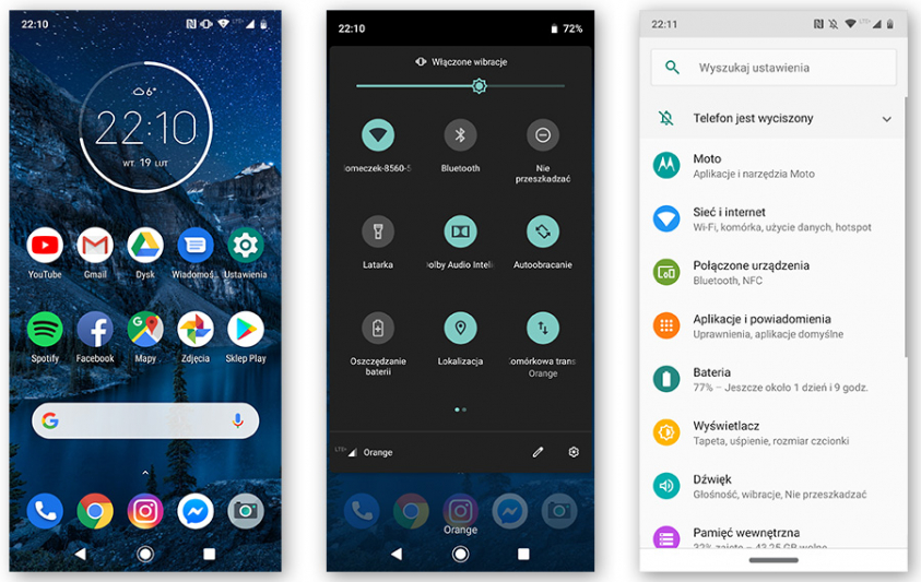 Interfejs Moto G7 Plus