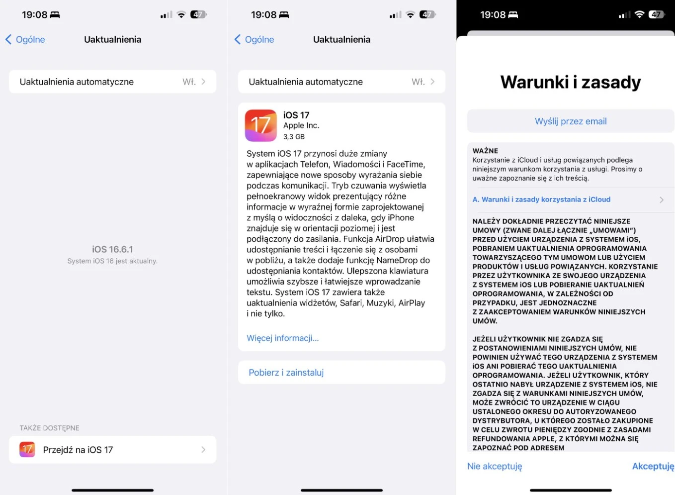Aktualizacja - iOS 17 dostępny! | Źródło: mat. własny
