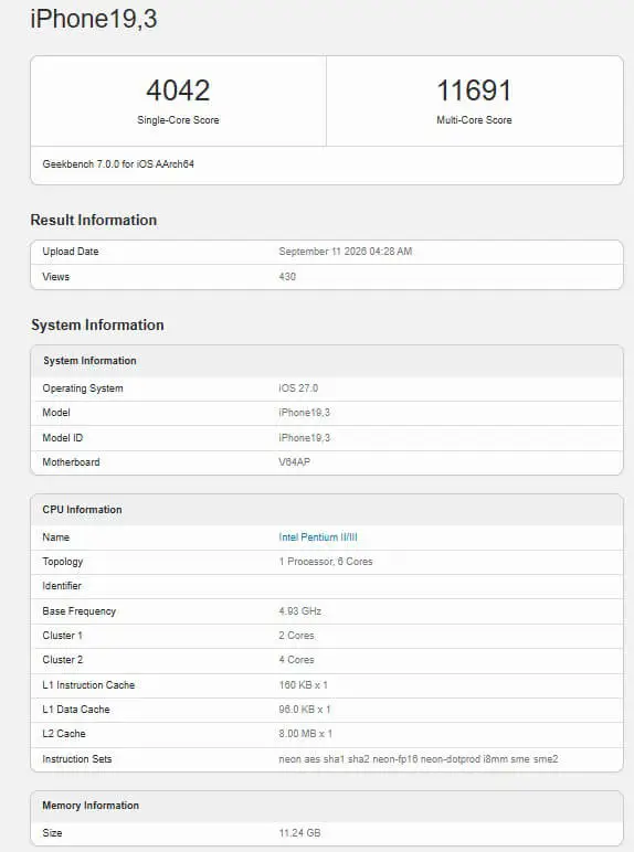Nowy iPhone szybszy od 16-calowego MacBooka Pro? Rekord procesora w Geekbench