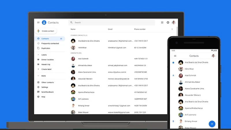 Kontakty od Google z przebudowaną stroną edycji kontaktu