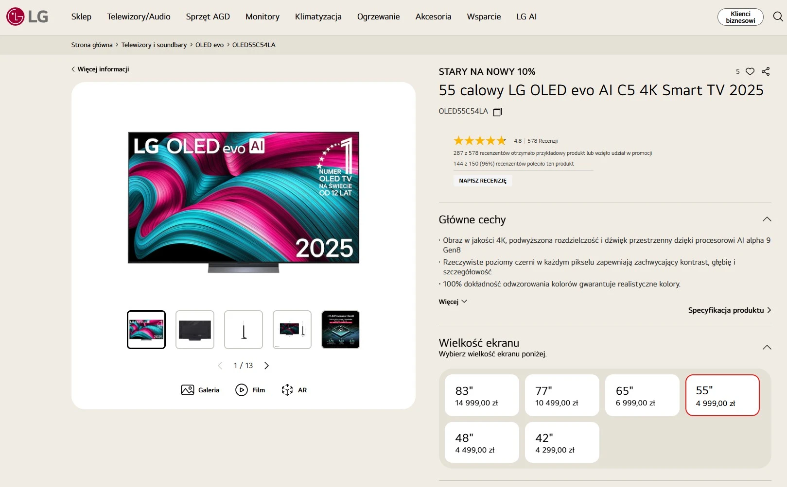 Szalona promocja na LG OLED C54. Taniej choćby o 1500 zł