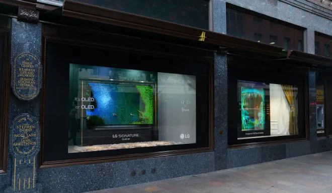 LG wykorzystuje przeźroczyste telewizory na ulicach Londynu