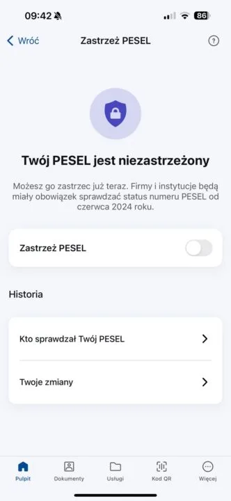 mObywatel zastrzeganie pesel t 4