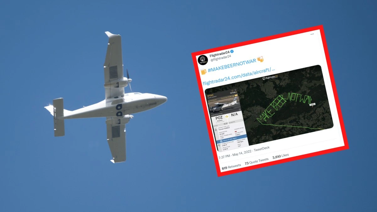 Pilot z Poznania znowu to zrobił. Antywojenny apel na niebie