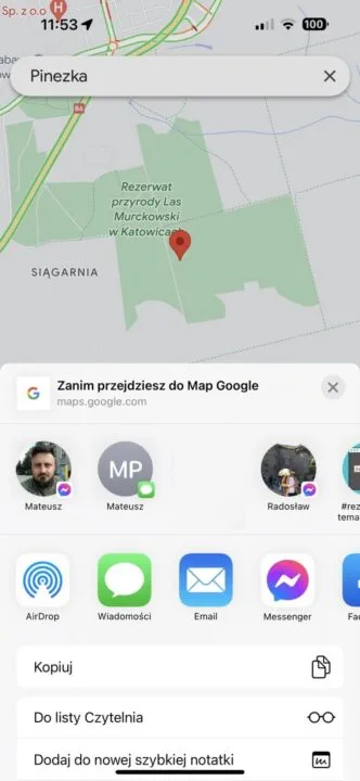 Jak wysłać pinezkę w Mapach Google?
