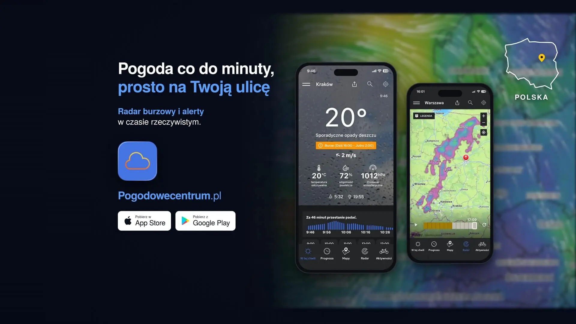 Ta aplikacja przewidzi deszcz co do minuty. Hiperlokalna prognoza w telefonie