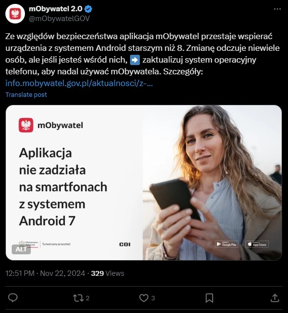 Te smartfony nie obsłużą już aplikacji mObywatel